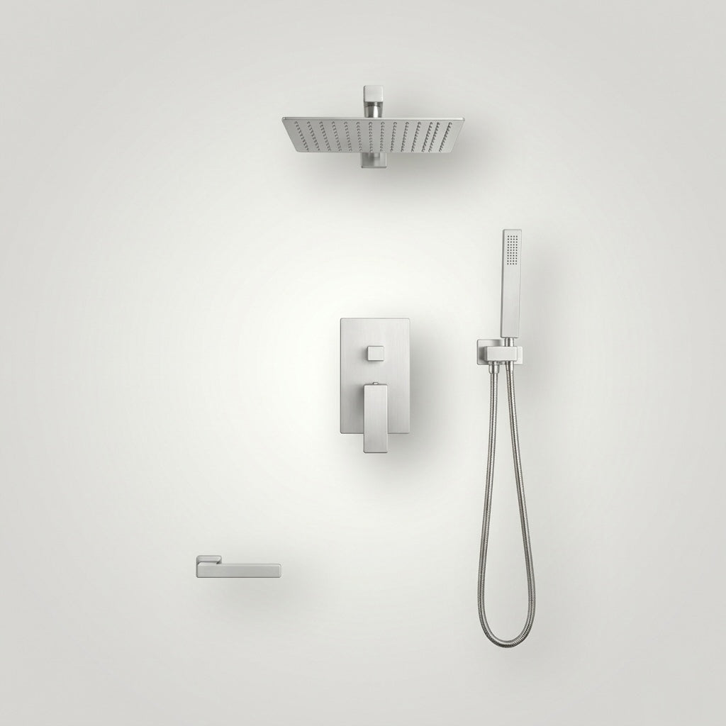 Douche encastré rectangulaire Aurevia - Argent